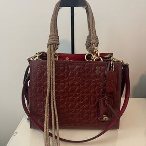 Coach Rogue 25 Embossed Leather Satchel Handbag w/ Rocknot Detachable Handles